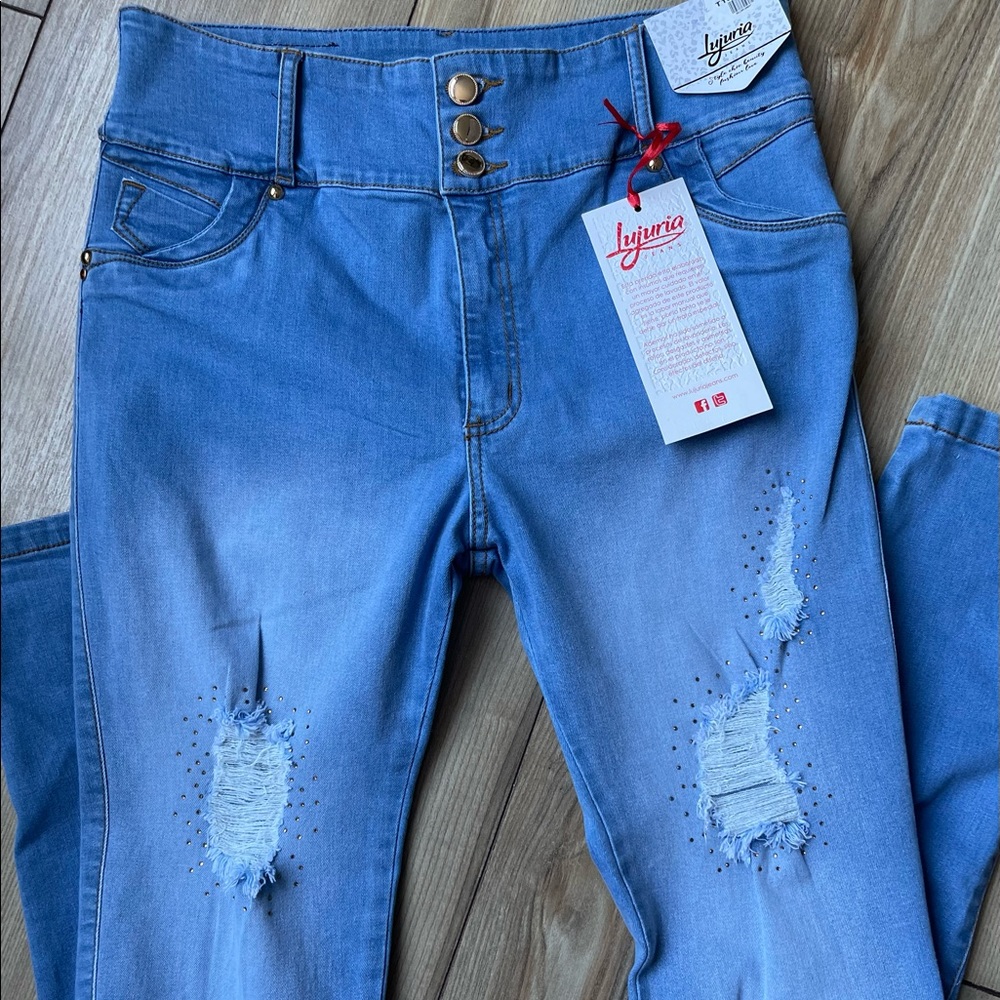 🇨🇴LUJURIA JEANS, Butt Lifter Rhinestone Colombian Skinny Push Up Jean - Picture 2 of 11